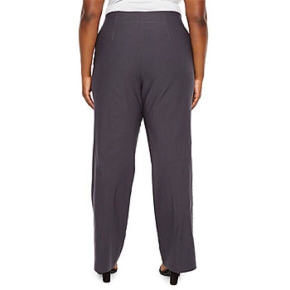 NWT Worthington-Plus Womens Mid Rise Bootcut Pull-On Pants in Steel Gray - Picture 2 of 4